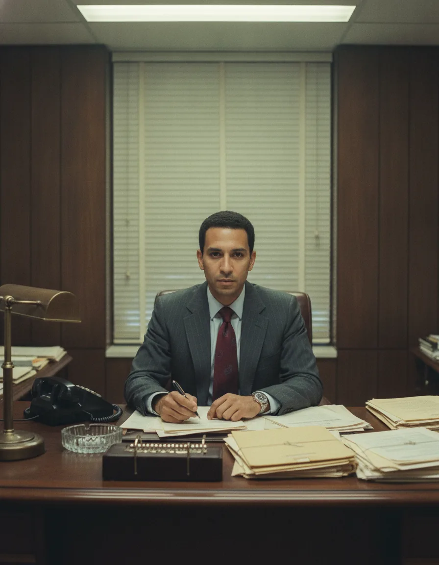 Wood-Panelled Office Man: a 1980s-style edit made with this prompt