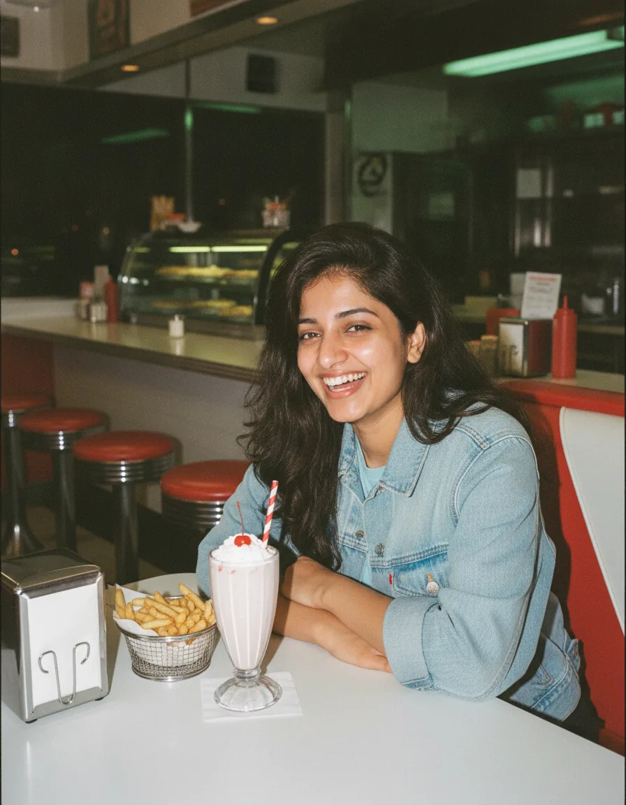 Late Night Diner Booth Flash: a 1980s-style edit made with this prompt
