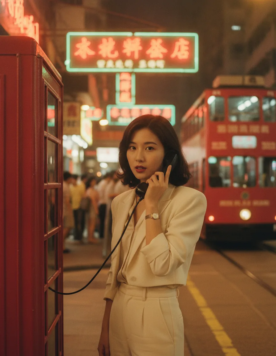 Hong Kong Neon Street Style: a 1980s-style edit made with this prompt