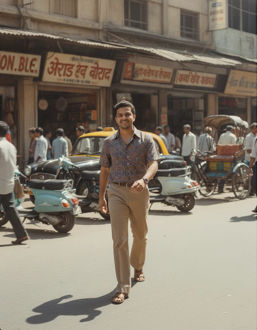 Indian Bazaar Street Snapshot: a 1980s-style edit made with this prompt