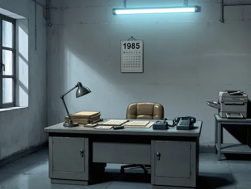 Soviet Police Captain's Office 1985: example image made with this AI prompt
