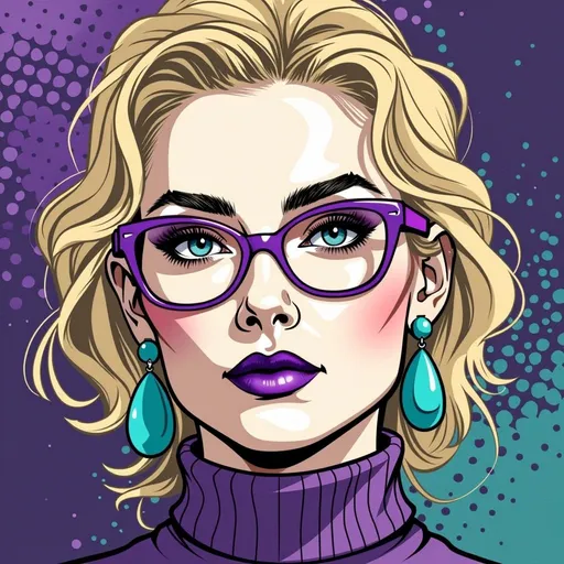 Purple Glasses Pop Art Woman: example image made with this AI prompt