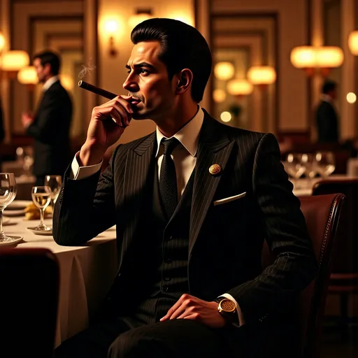 Mob Boss Cigar Restaurant: example image made with this AI prompt