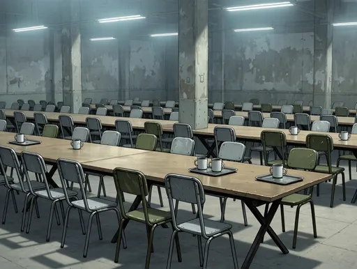 Empty Soviet Police Canteen: example image made with this AI prompt