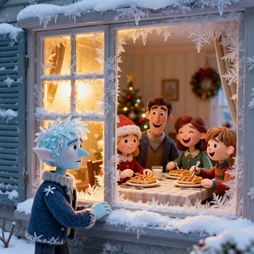 Jack Frost at the Waffle Window: example image made with this AI prompt