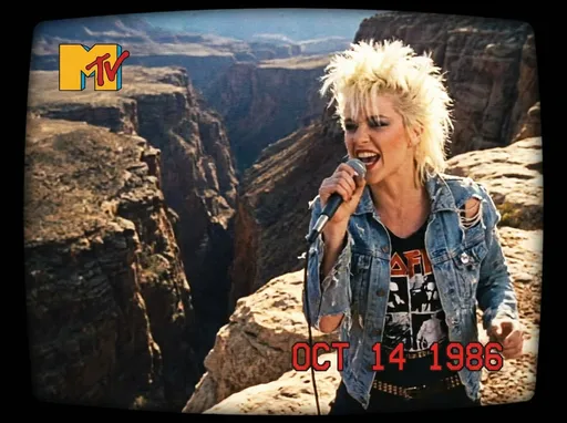 Punk Singer on a Canyon Edge: example image made with this AI prompt