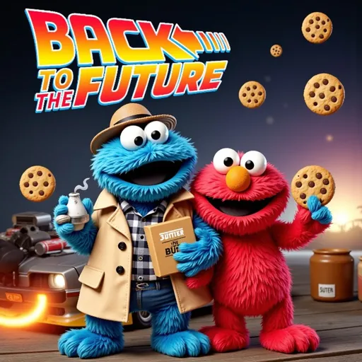 Fuzzy Puppets Time Travel Poster: example image made with this AI prompt