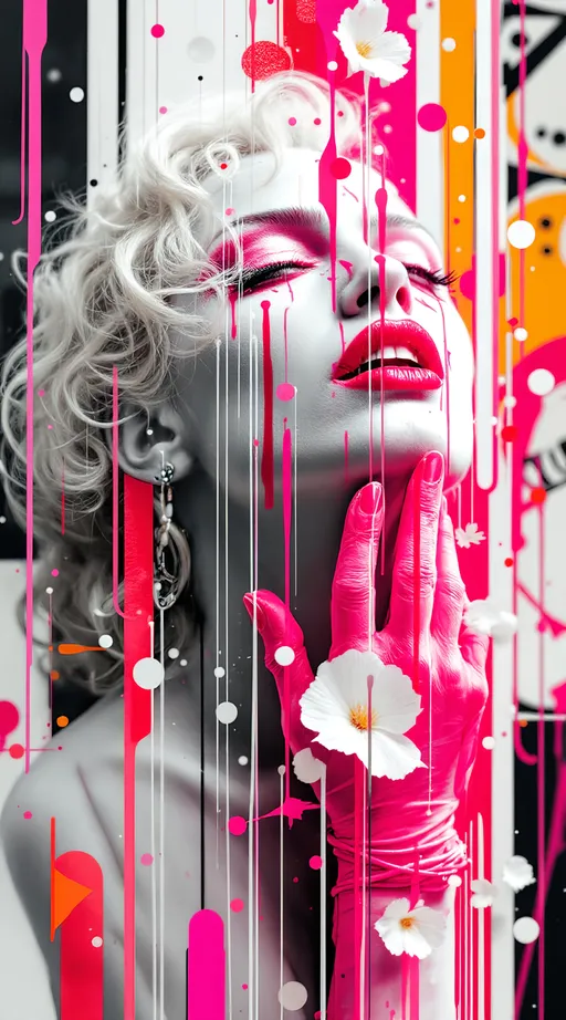 Madonna-Inspired Pop Art Collage: example image made with this AI prompt