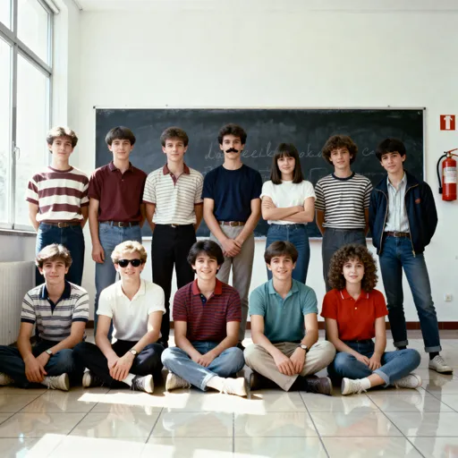 Faded Classroom Class Picture: example image made with this AI prompt