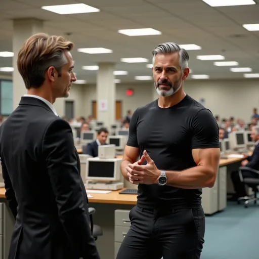 Open Plan Office Pitch Scene: example image made with this AI prompt