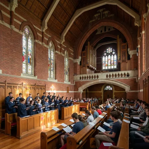 Gothic Chapel Choir Rehearsal: example image made with this AI prompt
