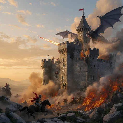 Black Falcon Castle Assault: example image made with this AI prompt