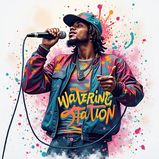 Hip Hop Graffiti Watering Station: example image made with this AI prompt