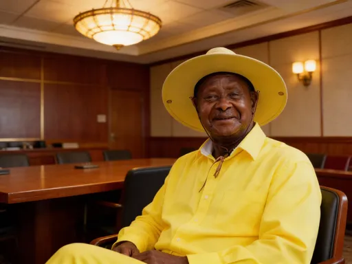 Statesman in Yellow Hat Boardroom: example image made with this AI prompt