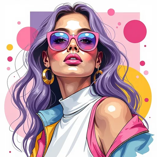 Lavender Hair Sunglasses Pop Art: example image made with this AI prompt