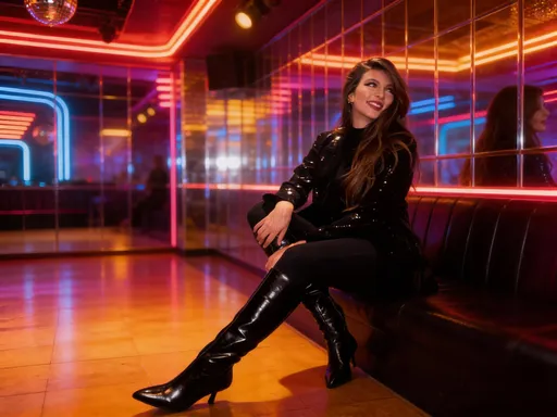 Sequin Jacket in a Disco Booth: example image made with this AI prompt